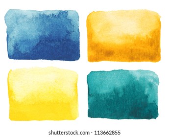 Watercolor Squares Isolated , Hand Painted