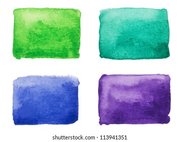 Watercolor Squares Isolated , Hand Painted