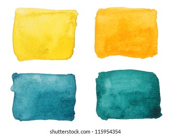 Watercolor Squares Isolated , Hand Painted