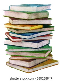 Watercolor Stack Of Books