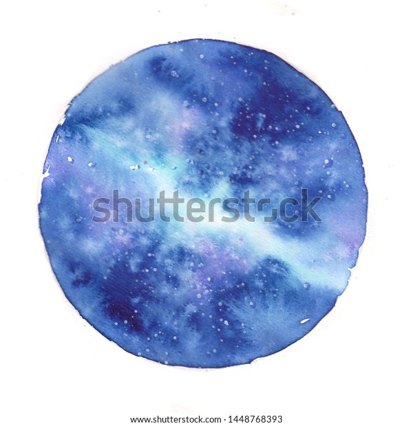 Watercolor Starry Night Sky Painting Stock Illustration