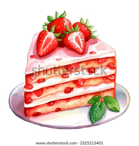 Watercolor Strawberry Cake Clip Art: Delicious and Sweet Dessert Illustrations