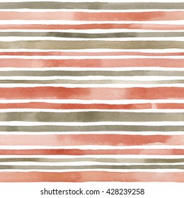 Watercolor striped seamless pattern. Hand drawn background with watercolor stripes
