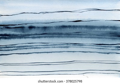 Watercolor Stripes Blue Background