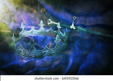 Watercolor Style And Abstract Image Of Beautiful Queen/king Crown. Fantasy Medieval Period