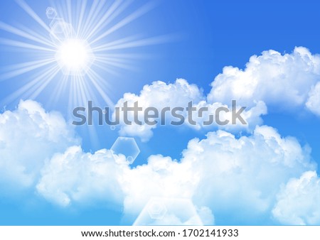
Watercolor style blue sky illustration material