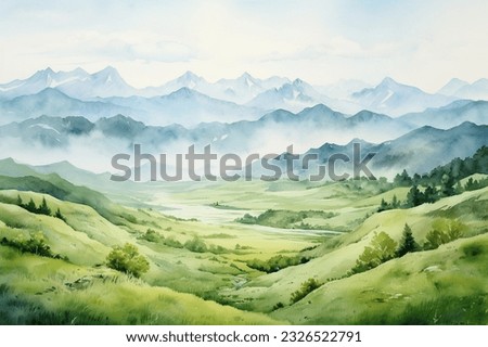 watercolor style mountain background illustration