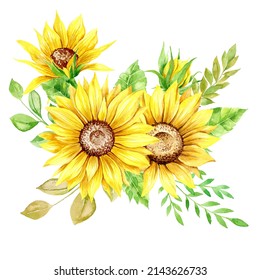 Watercolor Sunflower Bouquets Sunflower Arrangement Summer Stock ...