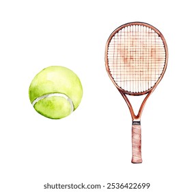 Watercolor tennis. Illustration clipart isolated on white background. - Powered by Shutterstock