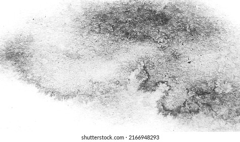 Watercolor Texture Of Black Gray Ink Smudge On White Background.