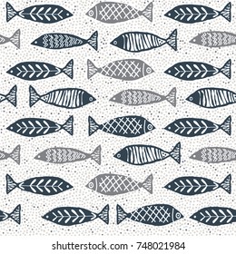 Watercolor Texture Fish Pattern 