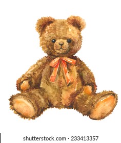 Watercolor Toy Teddy Bear illustration  