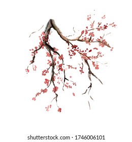 Watercolor Tree Blossom Illustration Painting - Shutterstock ID 1746006101
