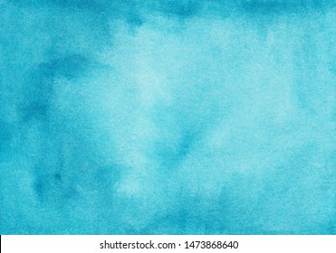 Watercolor Turquoise Gradient Background Texture. Aquarelle Abstract Blue Ombre Backdrop. Watercolour Horizontal Trendy Template. Textured Paper.