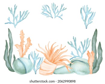 Watercolor Underwater Caribbean Sea