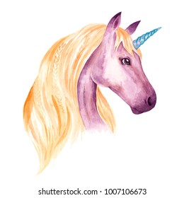 Watercolor Unicorn Illustration Stock Illustration 1006992325