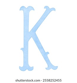 Watercolor vintage blue letter K, alphabet for crest design, initials, monogram print - Powered by Shutterstock