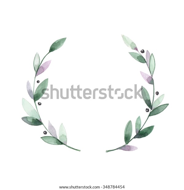 Watercolor Vintage Floral Laurel Wreath 1 Stock Illustration 348784454 ...