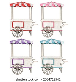 Watercolor vintage market carriage set