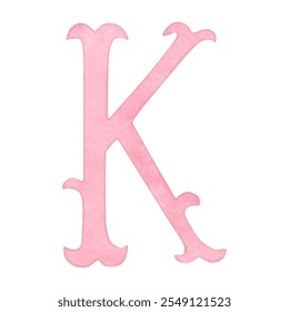 Watercolor vintage pink letter K, alphabet for crest design, initials, monogram print - Powered by Shutterstock