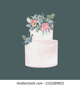 Watercolor Wedding Cake Illustration