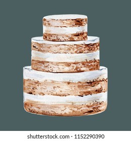 Watercolor Wedding Cake Illustration