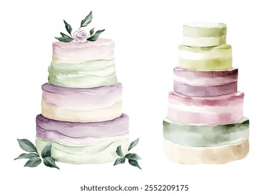 Watercolor wedding cake. Illustration clipart isolated on white background. - Powered by Shutterstock