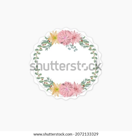 Similar – Round frames with tropical flowers and leaves