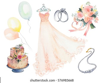 Watercolor. Wedding Set.