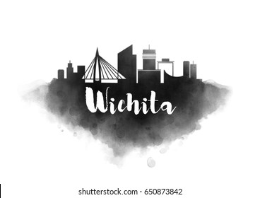 Watercolor Wichita City Skyline