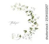 Watercolor wildflower floral illustration - green gold leaf flower ivy bouquet, for wedding stationary, greetings, wallpapers, fashion, background, textile. Eucalyptus, olive, green leaves, etc.