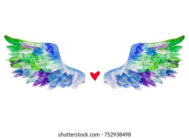 pictures of hearts with wings to color