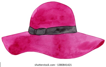 Watercolor Women Hat Illustration, Women Hat Clipart
