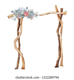 Watercolor Wood Wedding Arch