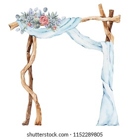 Watercolor Wood Wedding Arch Flower Decor, Textile