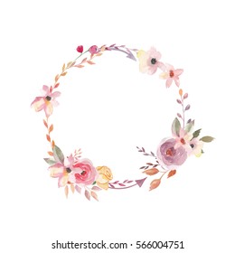 Watercolor Wreath. Floral Design