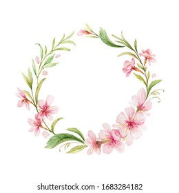 Watercolor Bay Leaf Wreath Isolated On Stock Illustration 609925838
