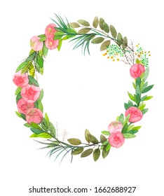 Beautiful Wreath Elegant Floral Leaves Flowers Stock Vector (Royalty ...