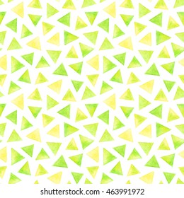 Watercolor Yellow And Green Triangle Abstract Seamless Pattern