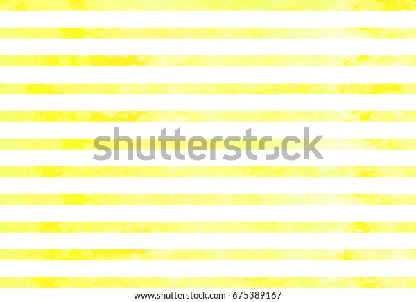 水彩黄色の縞 白い背景に黄色の横線 のイラスト素材