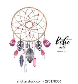 Watercolors Drawings Dreamcatcher Boho Stock Illustration 293178356 ...