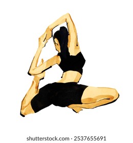 Watercolor-style illustration of a yoga pose series, number 06. - Powered by Shutterstock