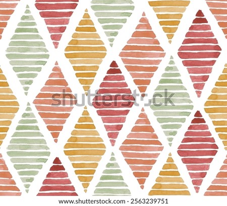 Watercolour Abstract Seamless Pattern , Diamond shaped tile pattern