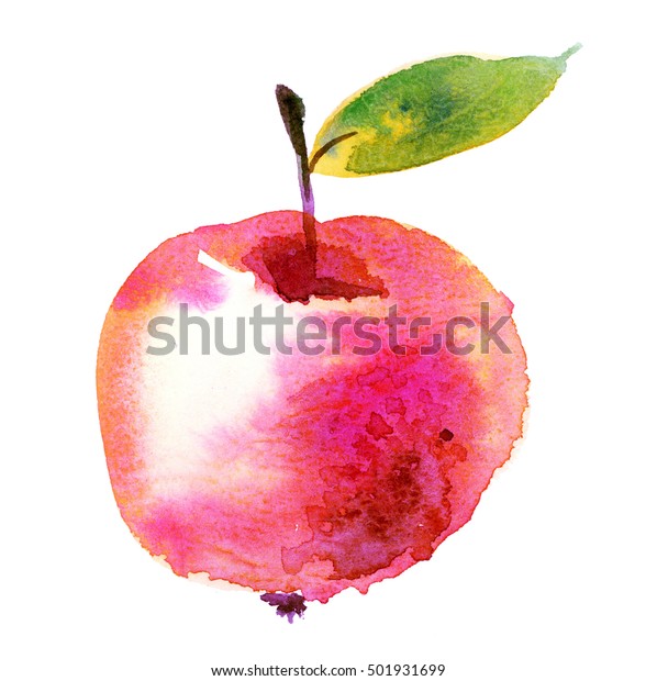 水彩リンゴのフルーツイラスト 自然な手描きのシームレスな模様 素朴な田舎風の熟した果物 水彩画 白い背景に水彩のリンゴ イラトス 水彩のリンゴと葉 のイラスト素材