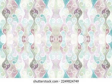 watercolour Blurry fuzzy geometric loral seamless repeat pattern  Color blurred abstract flowers in trendy style  Backdrop for cloth  dress  fabric  textile  texture wrapping 