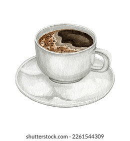 Watercolour clip art illustration hot coffee drink  Coffee drink menu illustration  Coffee brand  logotype  High quality hand drawn illustration 