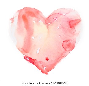 Watercolour Heart Isolated On White Background