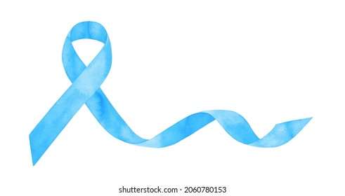 Watercolour illustration of light blue waving Ribbon with creative brush strokes. One single object. Hand painted watercolor sketchy drawing, isolated clip art element for design, print, banner, card. - Powered by Shutterstock