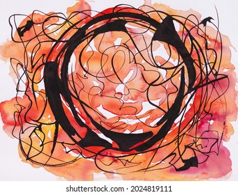 A watercolour and ink abstraction on themes of motion, connectivity and complexity.