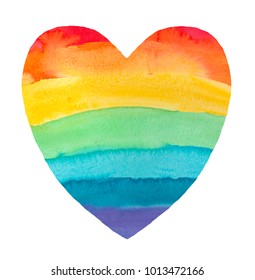 Watercolour Rainbow Bright Love Heart